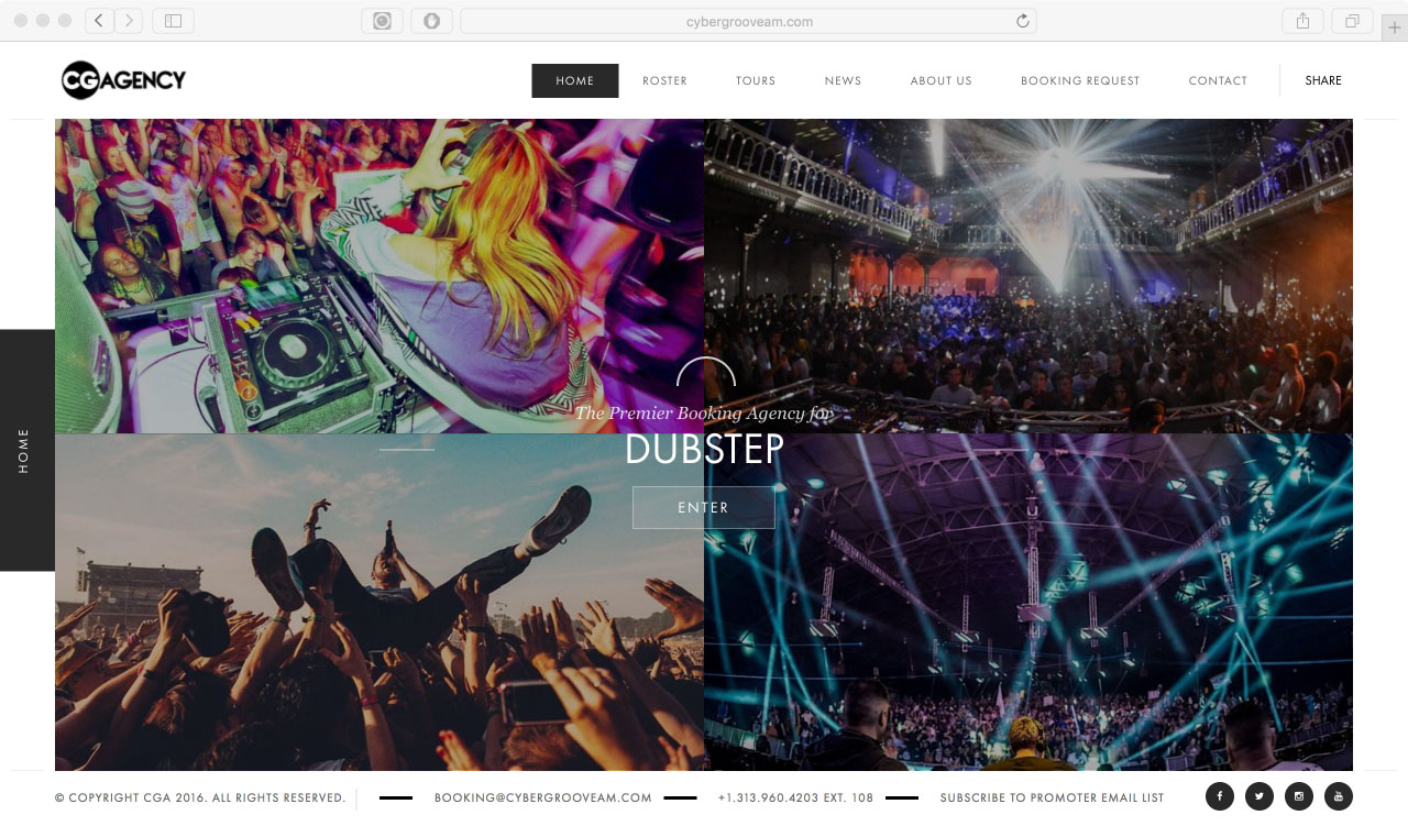 Cybergroove Artist Management website design by Jay Clue